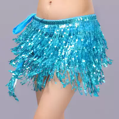 Belly dance waist chain New tassel hip scarf beginner oriental dance waist chain sequins Indian dance waist scarf women's belt