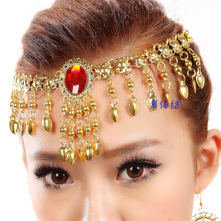 Belly dance head chain Ethnic dance headdress Indian dance headdress forehead jewelry Diamond head chain Female Oriental dance headdress