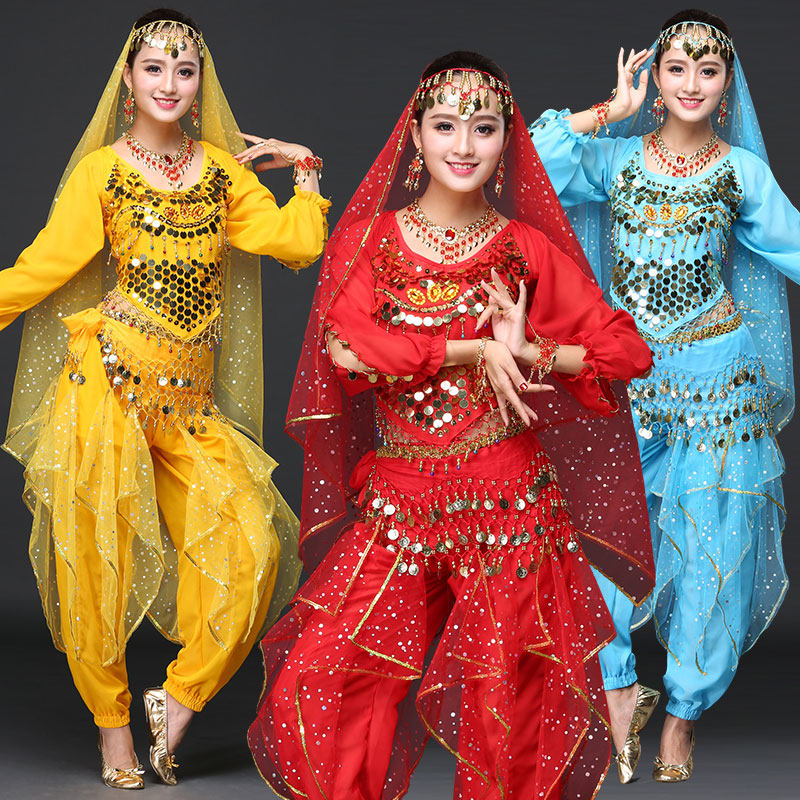 Belly dance costume Tianzhu girl costume suit adult Indian dance costume swivel pants long-sleeved costume