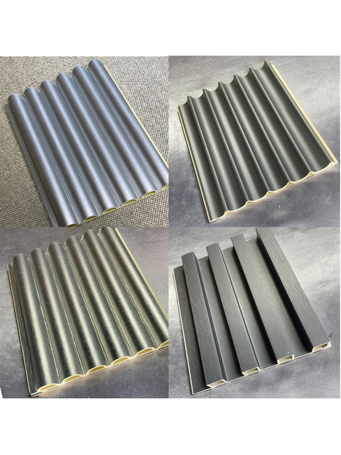 Metallic Silver Eco-Wood Grille Panels, Semi-Circular Wave-Shaped Background Wall Panels, Decorative Bamboo Wood Fiber Great Wall Panels