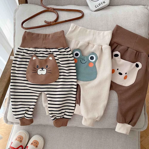 Детские мультяшные осенние штаны подходит для мужчин и женщин для девочек, милый бандаж пупочный для раннего возраста, высокая талия