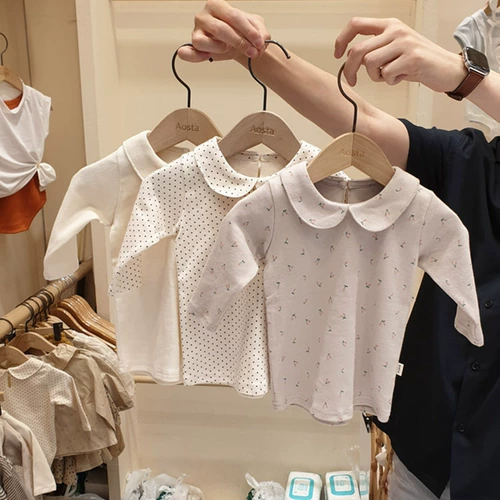 Брендовый осенний лонгслив для девочек, приятная телу детская кукла для младенца, в корейском стиле, в западном стиле, кукольный воротник, высокий воротник