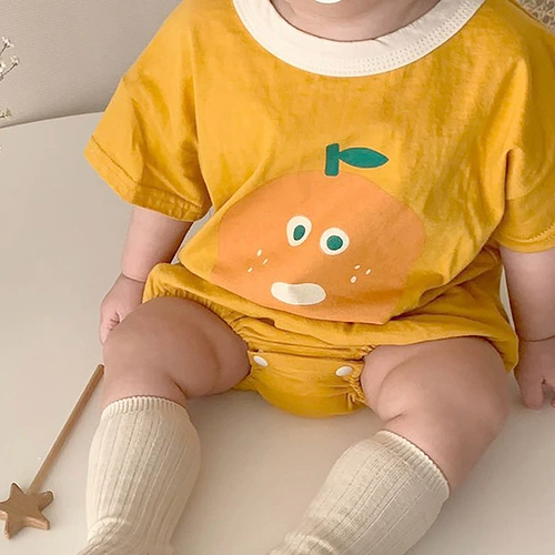 Детское летнее брендовое мультяшное тонкое хлопковое боди для новорожденных, в корейском стиле, короткий рукав