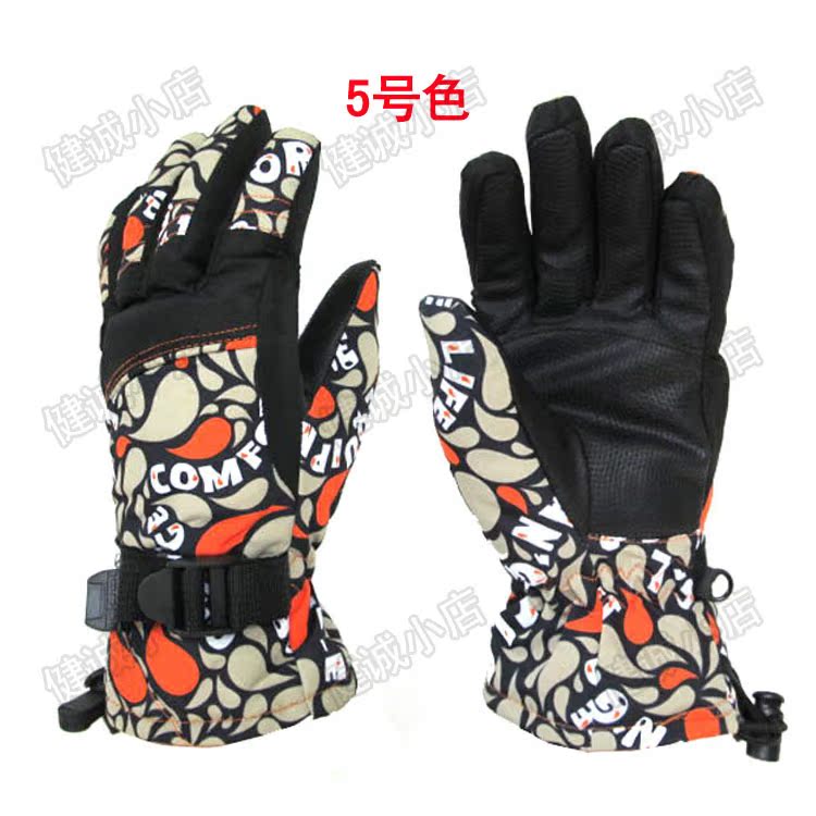 Đàn ông và phụ nữ trẻ em trượt tuyết ngoài trời chống thấm nước đi xe đạp ấm áp thể thao găng tay trượt tuyết lạnh 6-11 tuổi - Găng tay gang tay da