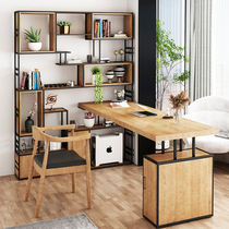 Solid wood corner desk bookshelf combination integrated corner writing computer desktop desk bookcase study corner office