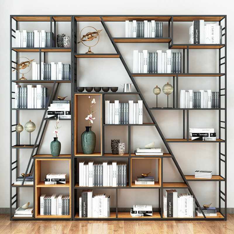 Iron Art Bookshelves Shelf Creators Creativity Bookcase Ground Modern Minimalist Industrial Wind Bogou set to do book room office