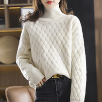 Autumn and winter solid color New turtleneck knitted sweater female slim long pure wool sweater long sleeve pullover thin velvet sweater