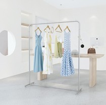 Clothing store dedicated floor-standing hanger mens and womens clothing store clothes display rack Net red stainless steel brushed display rack