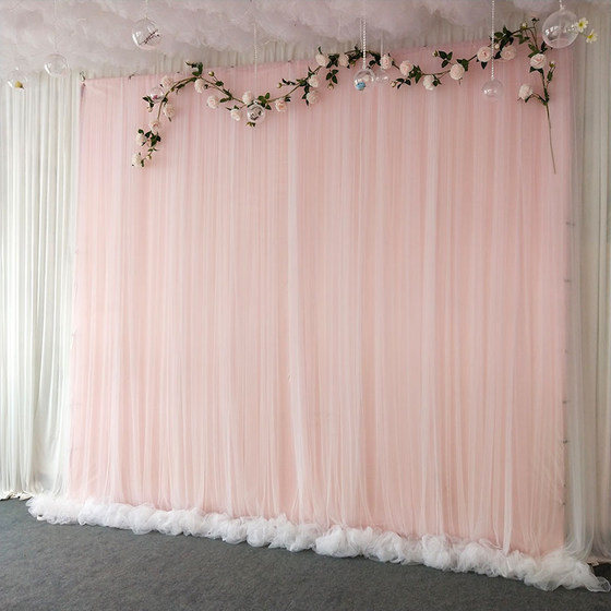 Wedding background veil cloth wedding stage background cloth birthday scene cloth veil decoration mesh gauze ancient wind veil