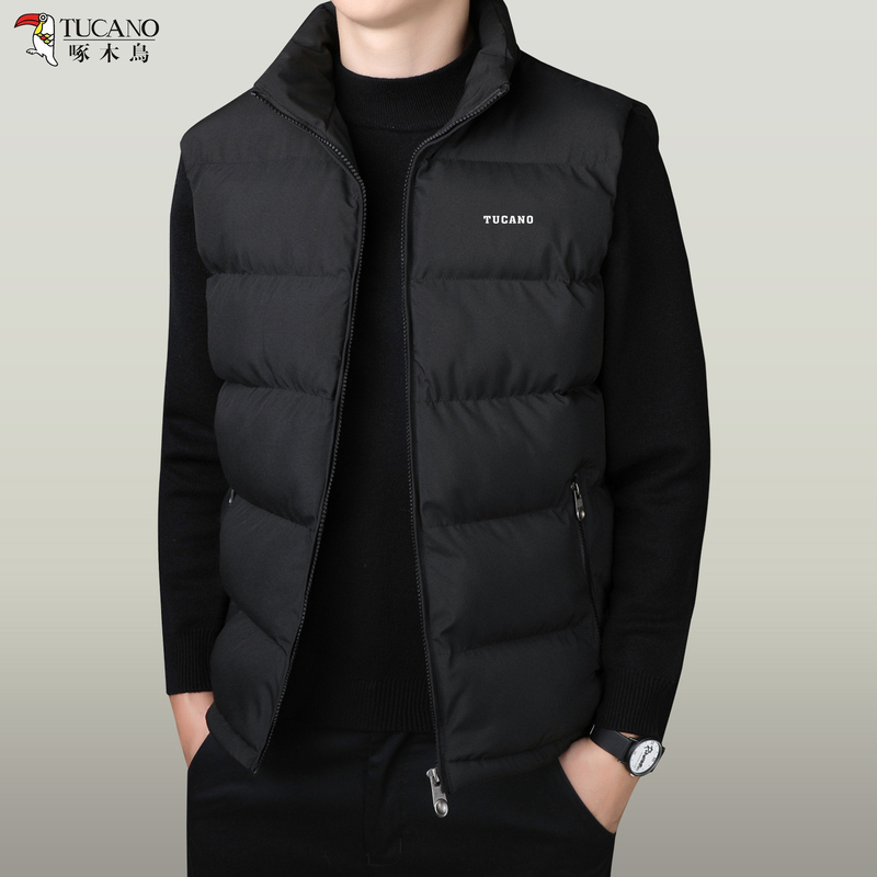 Woodpecker Brand down Cotton Vest for Men, New Autumn and Winter Casual Outerwear, Loose Fit, Large Size, Warm Vest Jacket