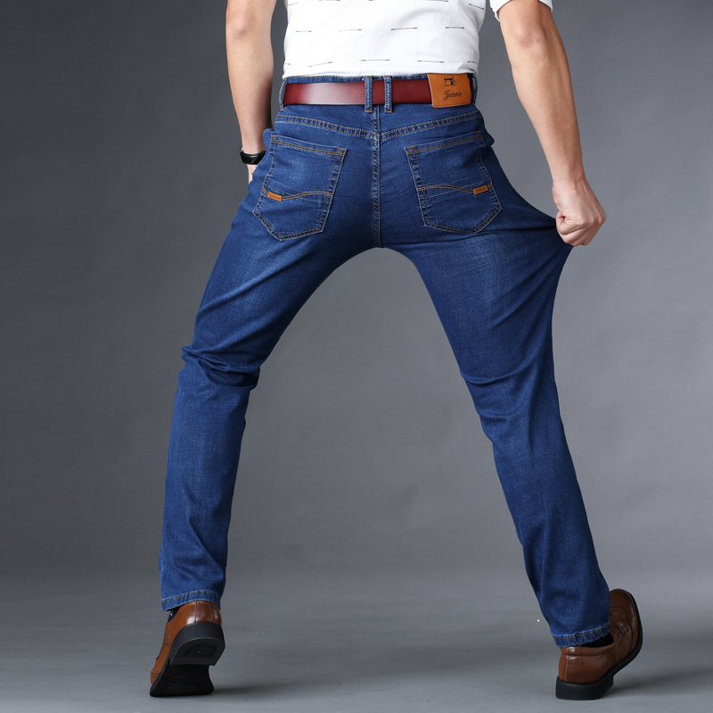 Mùa thu và mùa đông dày quần jean co giãn cao lỏng thẳng eo cao cộng với phân bón quần thun XL quần bò ống rộng nam