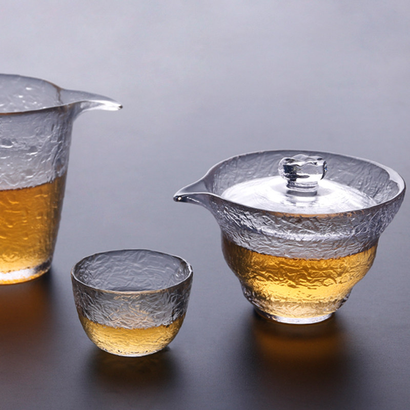 Hand hammer first snow cup cover bowl heat-resistant glass cup Japanese cup kung fu tea accessories division tea
