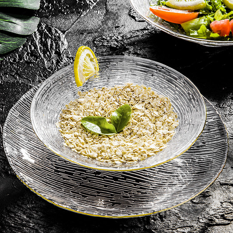 ins day style crystal Phnom Penh glass bowl salad dessert bowl bucket hat bowl fruit tray dish steak tray western dining tray