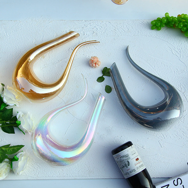 Creative lead-free crystal glass decanter rainbow U-shaped decanter golden harp red wine decanter