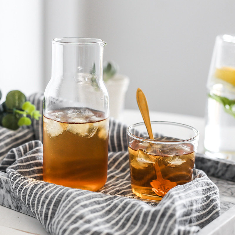 Japanese breakfast cup Creative milk cup Juice cup One person tea pot with single cup heat-resistant glass teapot teacup