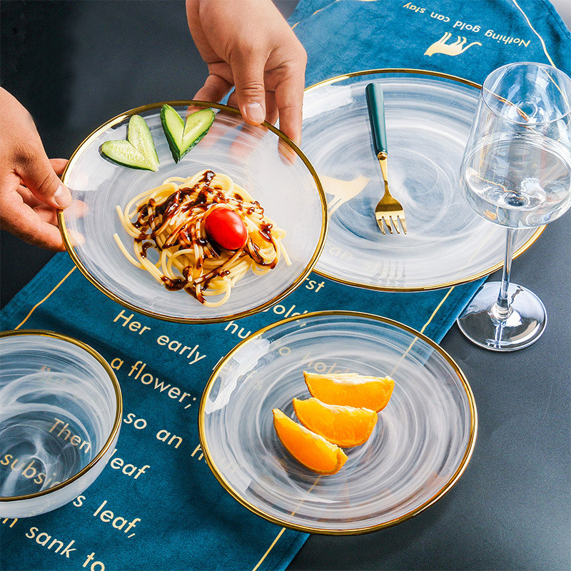 Nordic clouds Phnom Penh glass tableware Fruit salad dishes Dessert bowls Household transparent glass bowls Western dishes