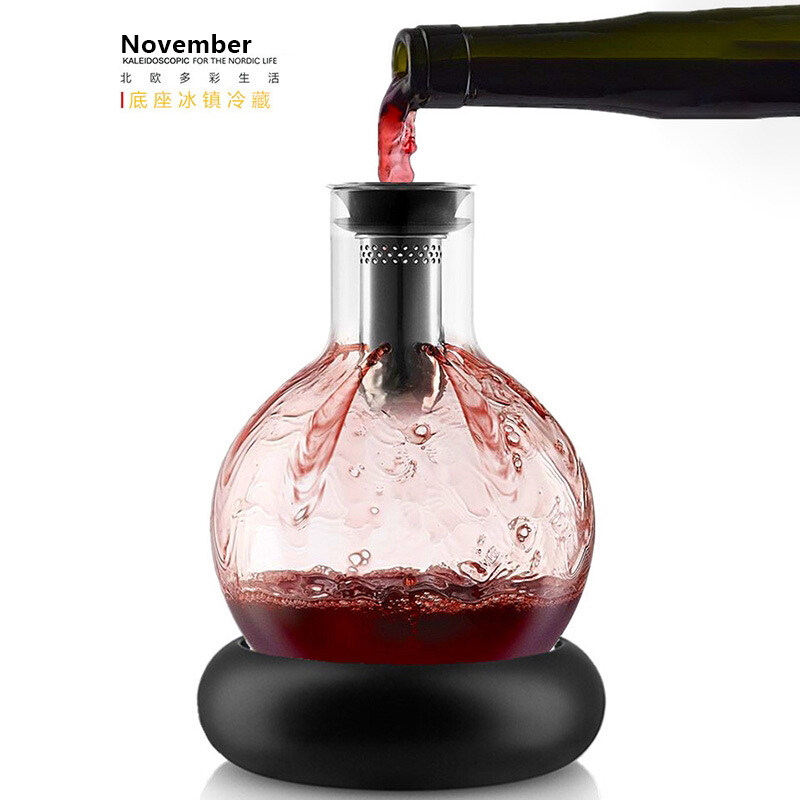 Nordic fashion spherical ice seat fast decanter crystal glass wine divider decanter jug ​​ice-keeping elements
