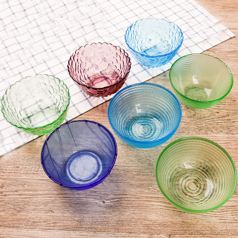 Hot Pins Day Style Colored Glass Bowls Home European Style Transparent Fruit Salads Bowl Sweet Bowl Creative Soup Bowls