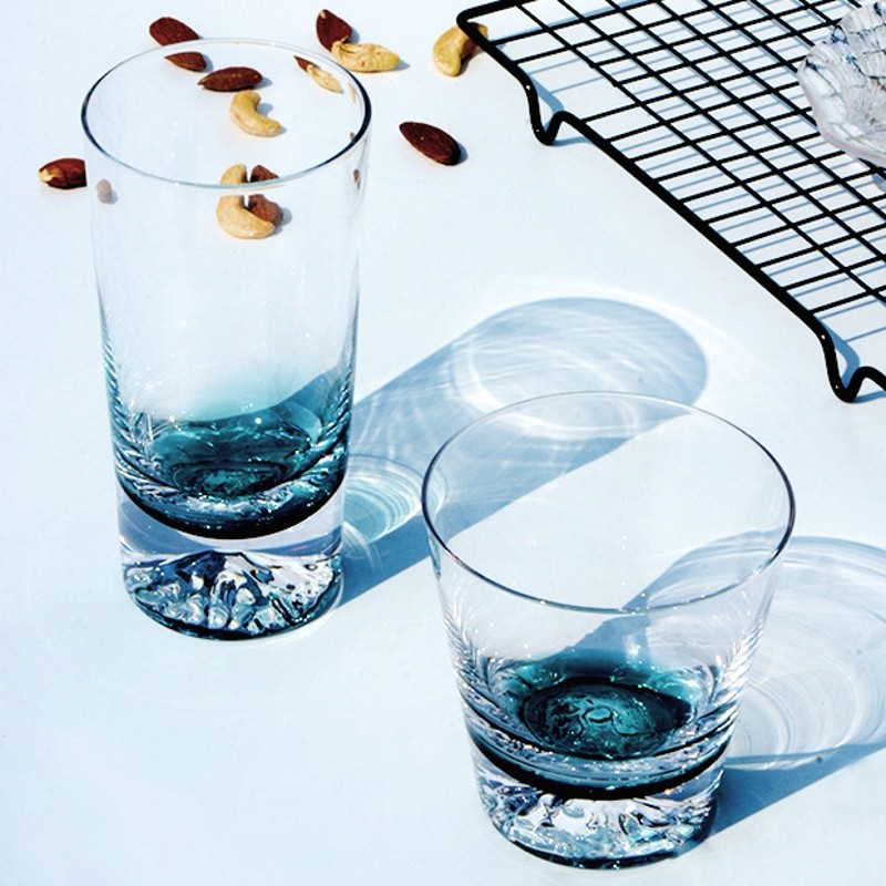 Japanese creative snow cup household Fuji glass ink blue iceberg glass glass glass cup glass