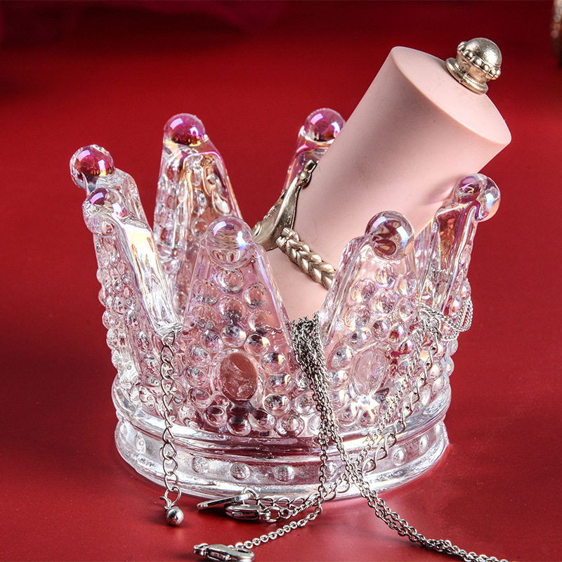 Crystal Glass Crown Ins Wind Beauty Egg Containing Layer Shelf Swing Piece Powder Bashing Support Ring Jewelry Shelf