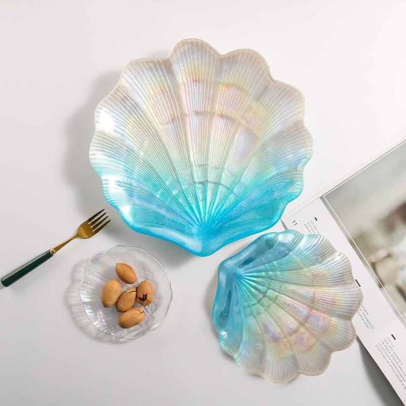 Spot ins Nordic Mermaid Symphony Glass Ocean Shell Glass Plate Plate Small Object Jewelry Storage Decoration