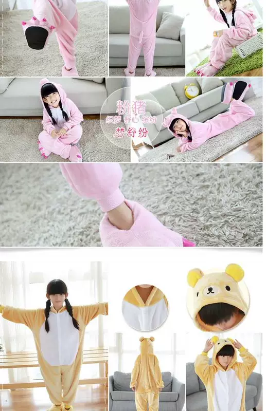 Mùa đông trẻ em hoạt hình đồ ngủ một mảnh bé động vật khủng long dài tay động vật cha mẹ trẻ em trai và cô gái dịch vụ nhà quần áo trẻ sơ sinh