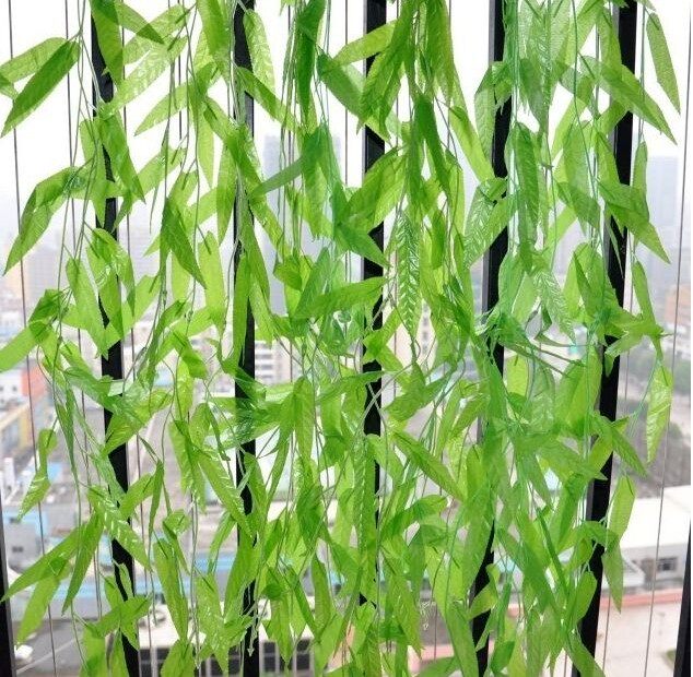 Simulation willow wicker rattan bamboo leaf fake willow tree simulation leaf rattan decorative wicker 1 8 m 2 2 m