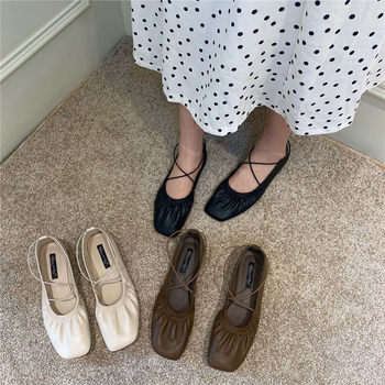 Shopkeeper retro 2020ins cross strap granny shoes