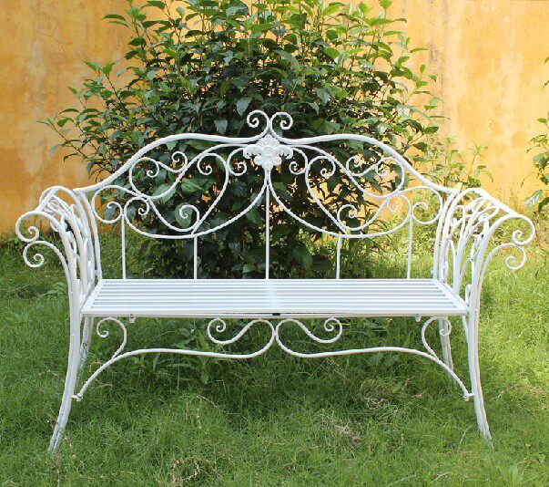 Eurostyle Iron Art Double Chair Balcony Chair Bench Park Chair Sofa Chair Deck Chair Minimalist Modern Metal Black White