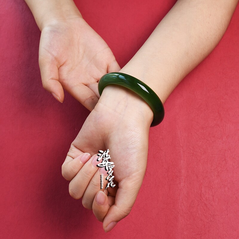 (Accept inspection)Boro flower 55 circle mouth Russian material Hetian Jade Old Pit Ice bottom Jasper cat eye bracelet