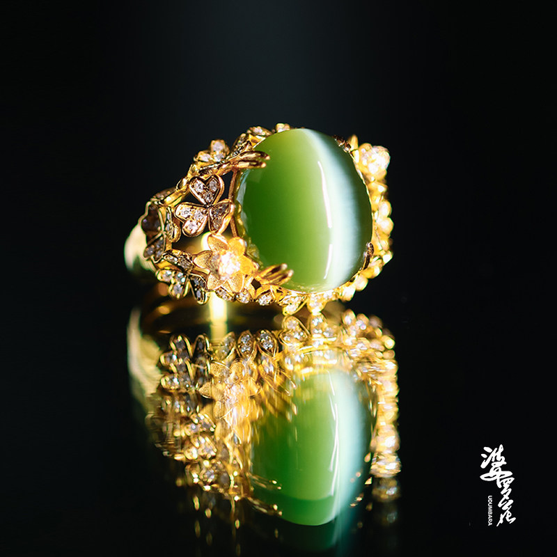 Ice - bottom of the old Russian Bioshine Egg Noodle 18 K gold and Yu Ma's flower ring