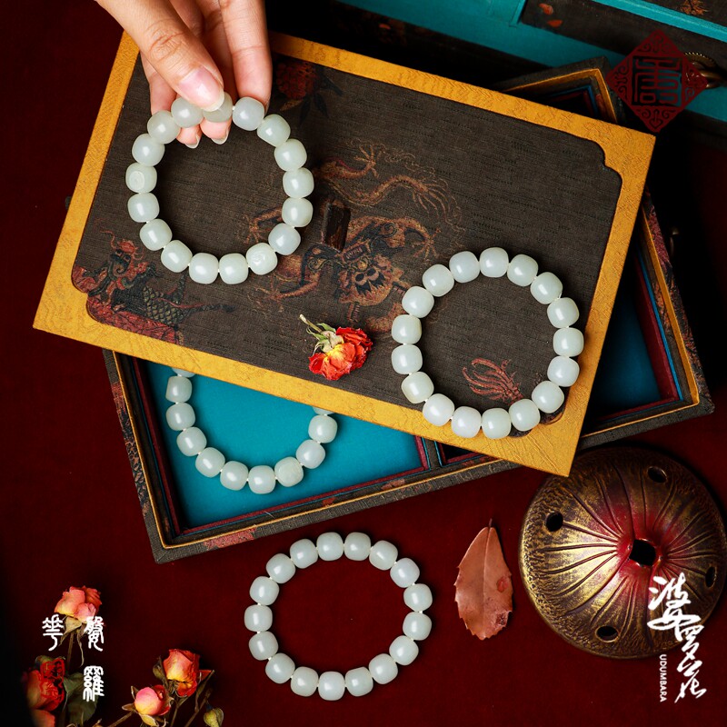 Xinjiang seed and Tian Yu Ka 12 laps of old bead jade bead label label label label label label