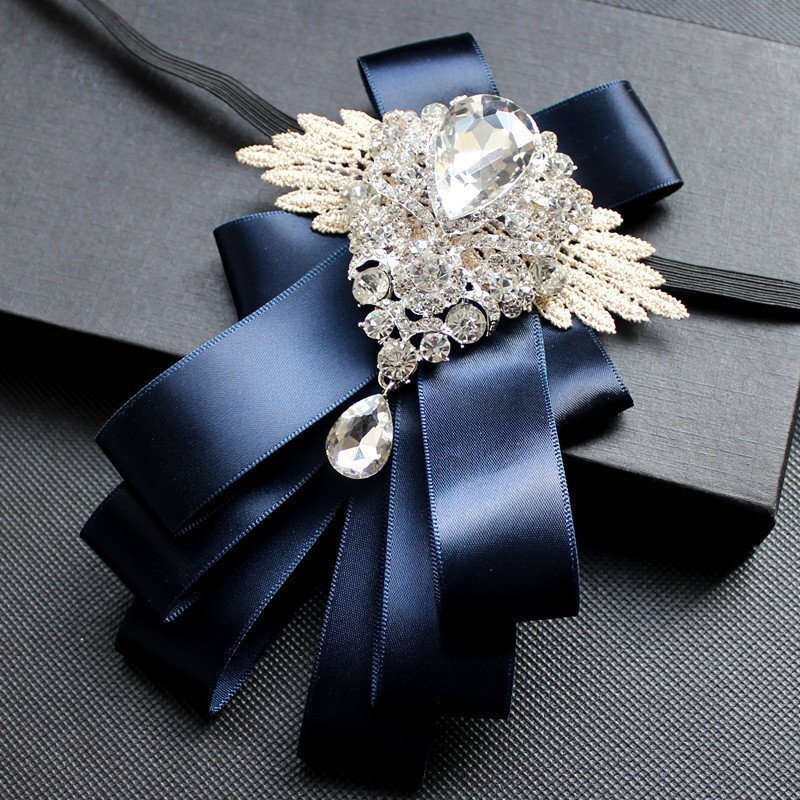  British-Style Multi-Layered Bow Tie with Diamond Collar Flower, Korean Version for Wedding, Groom, Best Man, Wedding Bow Tie, Men's Korean-Style Tie