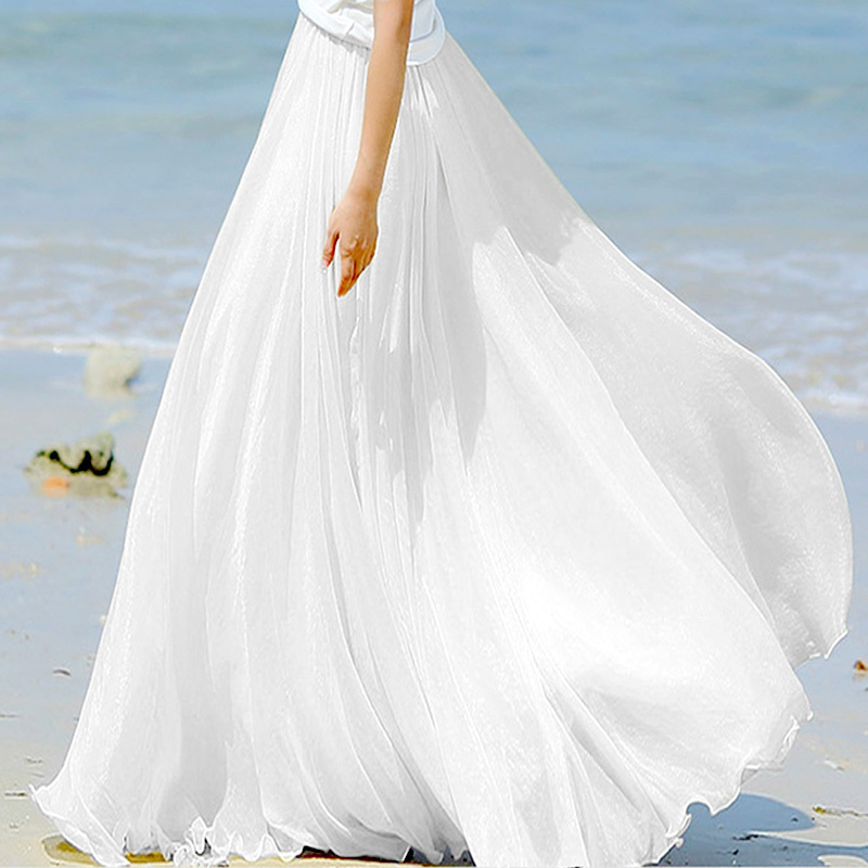 Spring and Autumn Floor-Length Fairy Dress 8m Flared Skirt 2024 Beach Vacation Slimming Summer Gold Silk Chiffon Skirt Spring and Autumn Floor-Length Fairy Dress 8m Flared Skirt 2024 Beach Vacation Slimming Summer Gold Silk Chiffon Skirt