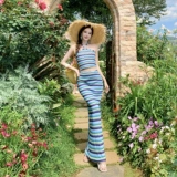 Костюм «Остров Допамина», вязаное платье в полоску из двух частей, летний наряд для приморской красотки, полный комплект