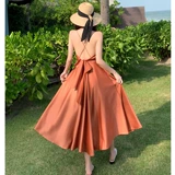 Белая юбка для путешествий, пляжное платье, популярно в интернете, эффект подтяжки, с открытой спиной, по фигуре