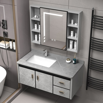 Slate Space Aluminum Bathroom Cabinet Toilet Washbasin Cabinet Combination Ceramic Integrated Basin Washbasin Bathroom Washbasin