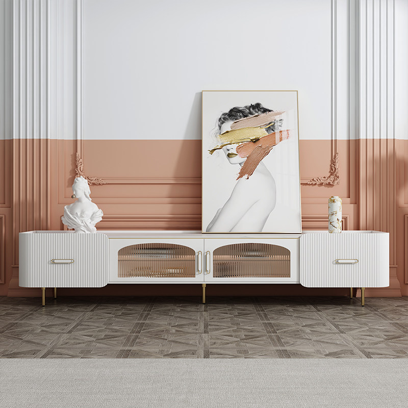 Rock Plate TV Cabinet Modern Light Lavish Nordic Brief small family Living room Living-style Minimalist Living-room Terrace tea table Composition