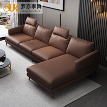Sofa leather sofa Italian light luxury Nordic small apartment first floor cowhide living room minimalist sofa complete combination