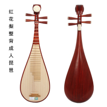 Mahogany shaft phase clear water bone flower red wood pipa(professional mahogany pipa) Mahogany whole back 