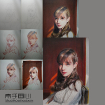 New color lead portrait hand painted portrait painting living room dining room background wall decorative painting landscape painting head sketch customization