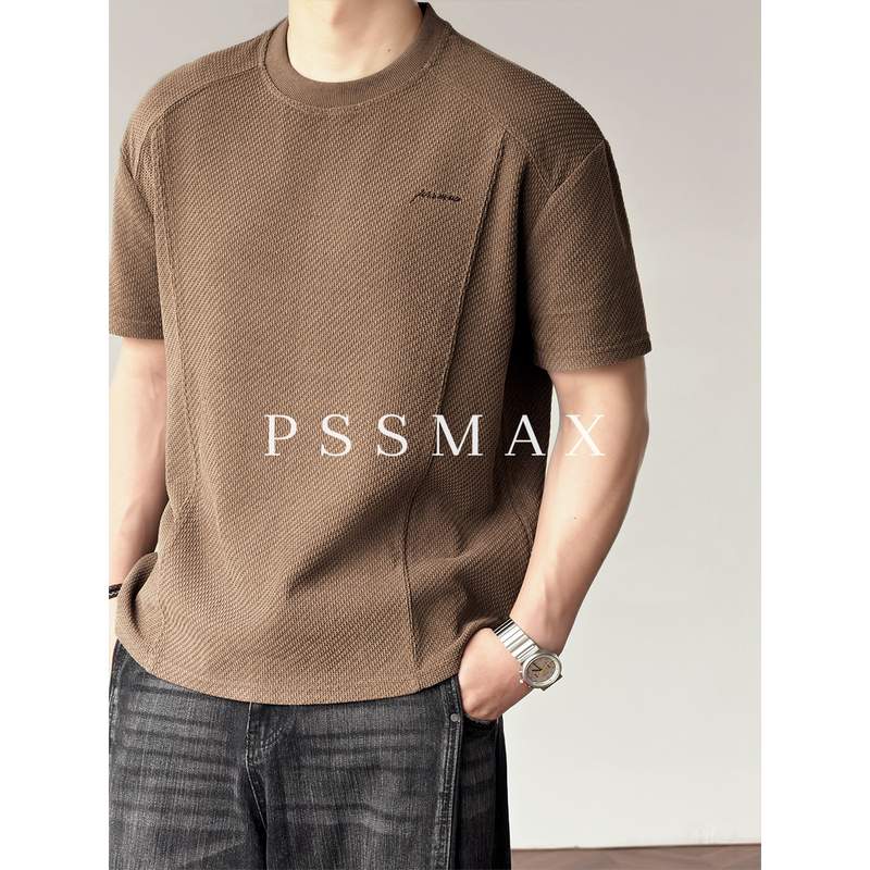 [in Stock] Pssmax Hidden Line Knit T-Shirt 2026 Summer New Versatile Casual Men's Short Sleeve