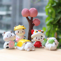 Cartoon Dairy Cow Cute Animal Bull Creative Resin Paparazzi Micro Landscape Diy Bonsai Multimeat Pendulum cake decoration