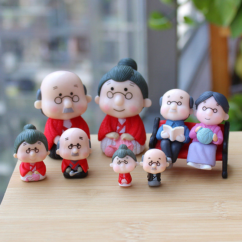 Seat Grandparents Couple Parents-in-law Moss Microscape Fabrication Multi-Meat Cake Pendulum bonsai DIY materials