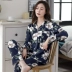 Bộ đồ ngủ nữ dài tay cotton bà mẹ trung niên mùa xuân và mùa thu plus size bộ đồ phục vụ tại nhà cho bà mẹ chồng trung niên và cao tuổi - Pyjama