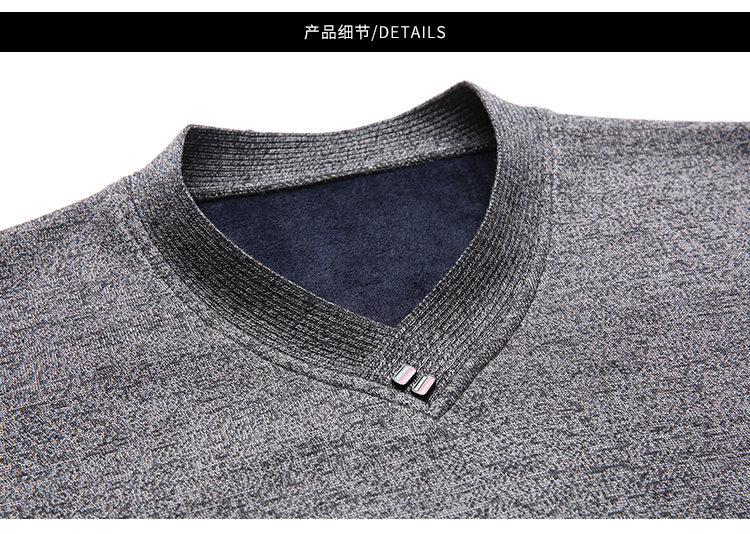 Áo len nam mùa đông áo len mới cộng với áo len dày nhung lỏng áo sơ mi cổ chữ V áo len cashmere áo sơ mi nam