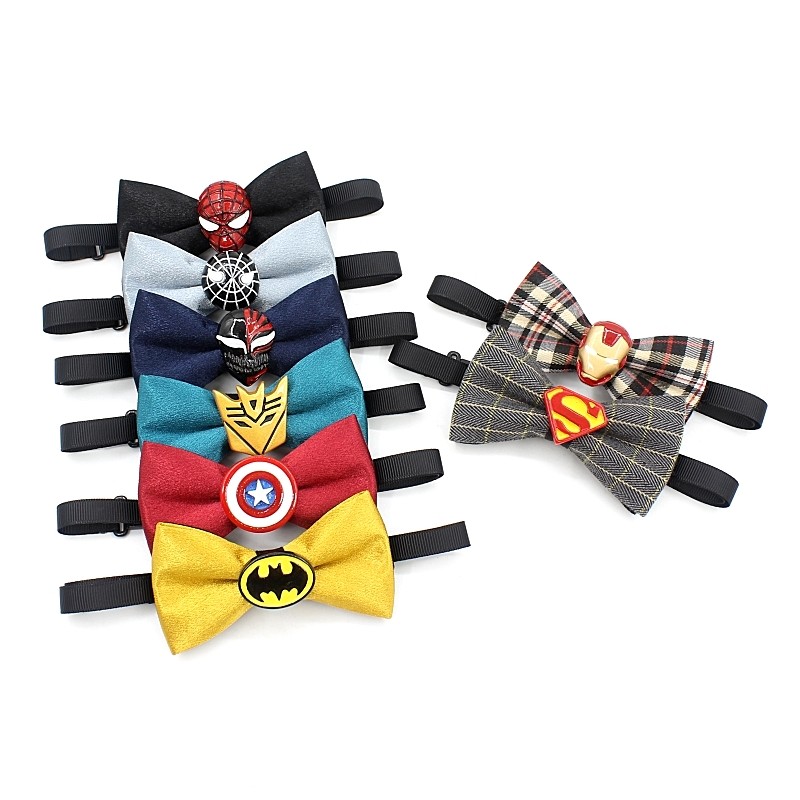 Children's bow tie, Superman, Spiderman, Iron Man, one-year-old banquet, parent-child collar flower boy baby casual formal bow tie