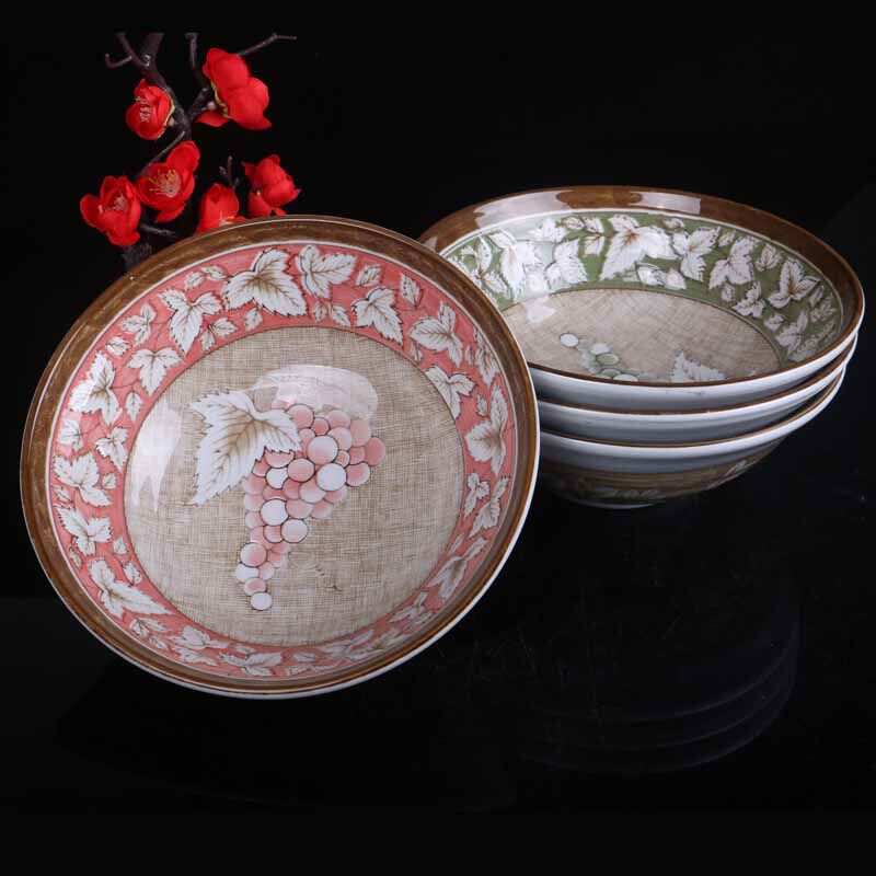 Japanese imported ceramic cutlery with view kiln arimi grapes 6 8-inch large noodle bowl Home Japanese style Glaze Lower color