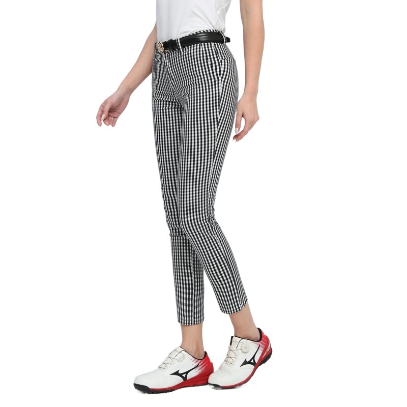 Oclunlc New Golf Pants Summer Women's Plaid 9-Point Pants Korean Style Quick-Drying Slim-Fit Golf Trousers