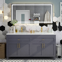 Nordic floor solid wood bathroom cabinet combination Oak American simple double basin bathroom cabinet Smart Mirror wash table modern